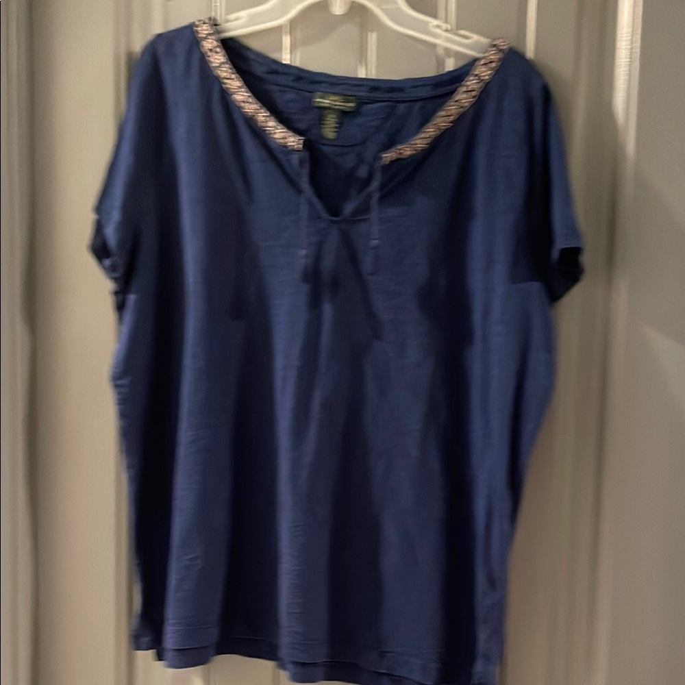 Ralph Lauren Blue Gold Embellished Relaxed Blouse